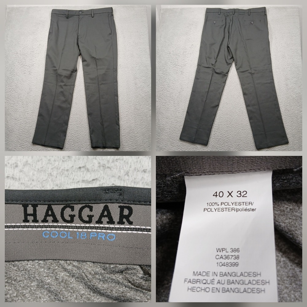 Haggar Cool 18 Pro Dress Pants Mens 40x32 Gray